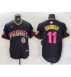 Men San Diego Padres 11 Yu Darvish Black Cool Base Stitched Baseball Jersey 2