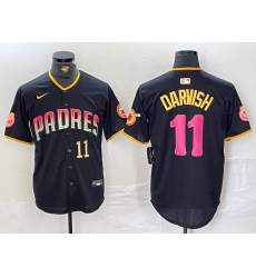 Men San Diego Padres 11 Yu Darvish Black Cool Base Stitched Baseball Jersey 3