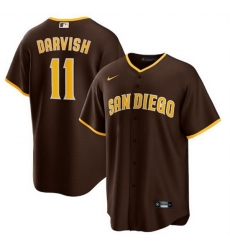 Men San Diego Padres 11 Yu Darvish Brown Cool Base Stitched Jersey