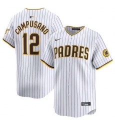 Men San Diego Padres 12 Luis Campusano White 2024 Home Limited Stitched Baseball Jersey