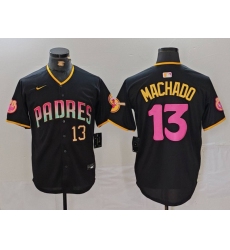 Men San Diego Padres 13 Manny Machado Black Cool Base Stitched Baseball Jersey 2