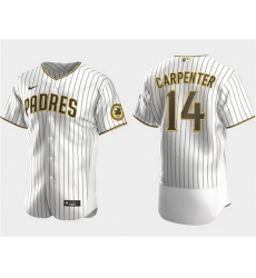 Men San Diego Padres 14 Matt Carpenter White Flex Base Stitched Baseball Jersey