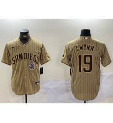 Men San Diego Padres  19 Tony Gwynn Tan Cool Base Stitched Baseball Jersey 3