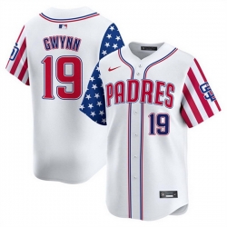 Men San Diego Padres 19 Tony Gwynn White 2025 Independence Day Vapor Premier Limited Stitched Baseball Jersey