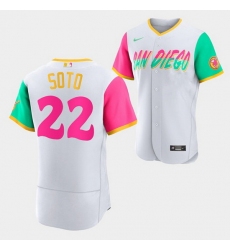 Men San Diego Padres 22 Juan Soto 2022 White City Connect Flex Base Stitched Baseball Jersey