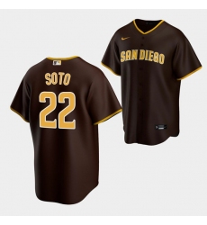 Men San Diego Padres 22 Juan Soto Brown Cool Base Stitched Baseball Jersey