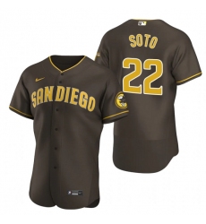 Men San Diego Padres 22 Juan Soto Brown Flex Base Stitched Baseball Jersey