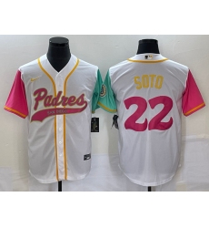 Men San Diego Padres 22 Juan Soto White City Connect Cool Base Stitched Baseball Jersey