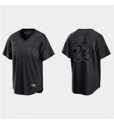 Men San Diego Padres 23 Fernando Tatis Jr  Black Pitch Black Fashion Replica Stitched Jersey