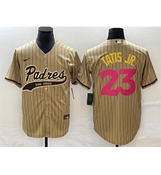 Men San Diego Padres 23 Fernando Tatis Jr  Tan Cool Base Stitched Baseball Jersey