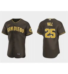 Men San Diego Padres 25 Tim Hill Brown Flex Base Stitched Baseball Jersey