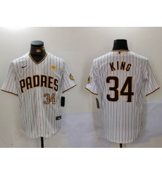 Men San Diego Padres 34 Michael King White Cool Base Stitched Baseball Jersey 8