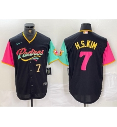 Men San Diego Padres 7 Ha Seong Kim Black City Connect Cool Base Stitched Baseball Jersey 1