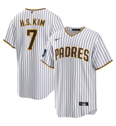 Men San Diego Padres 7 Ha Seong Kim White Stitched MLB Cool Base Nike White Jersey