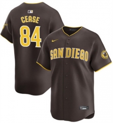 Men San Diego Padres 84 Dylan Cease Brown 2024 Away Limited Stitched Baseball Jersey