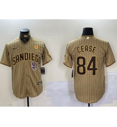 Men San Diego Padres 84 Dylan Cease Tan Cool Base Stitched Baseball Jersey 1