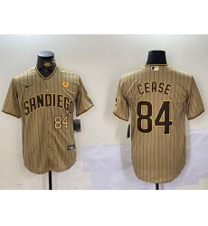 Men San Diego Padres 84 Dylan Cease Tan Cool Base Stitched Baseball Jersey 5