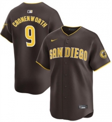 Men San Diego Padres 9 Jake Cronenworth Brown 2024 Away Limited Stitched Baseball Jersey