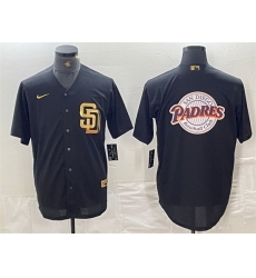 Men San Diego Padres Black Team Big Logo Cool Base Stitched Baseball Jersey 2