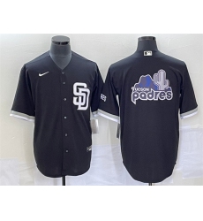 Men San Diego Padres Black Team Big Logo Cool Base Stitched Baseball Jersey S