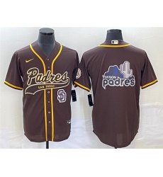 Men San Diego Padres Brown Big Logo In Back Cool Base Stitched Baseball Jersey