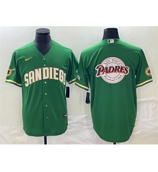 Men San Diego Padres Green Team Big Logo Cool Base Stitched Baseball Jersey 001