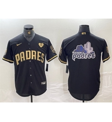 Men San Diego Padres Team Big Logo Black Gold With Patch Cool Base Stitched Baseball Jerseys 1