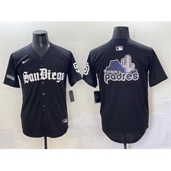 Men San Diego Padres Team Big Logo Black Gothic Edition Vapor Limited Stitched Baseball Jersey
