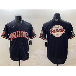 Men San Diego Padres Team Big Logo Black Mexico Cool Base Stitched Baseball Jersey