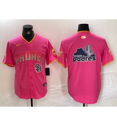 Men San Diego Padres Team Big Logo Pink Cool Base Stitched Baseball Jersey 4