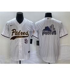 Men San Diego Padres White Big Logo In Back Cool Base With Patch Stitched Baseball Jersey 1