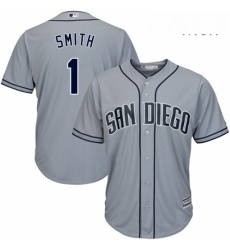 Mens Majestic San Diego Padres 1 Ozzie Smith Authentic Grey Road Cool Base MLB Jersey