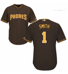 Mens Majestic San Diego Padres 1 Ozzie Smith Replica Brown Alternate Cool Base MLB Jersey