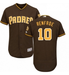 Mens Majestic San Diego Padres 10 Hunter Renfroe Brown Alternate Flex Base Authentic Collection MLB Jersey 
