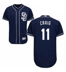 Mens Majestic San Diego Padres 11 Allen Craig Navy Blue Alternate Flex Base Authentic Collection MLB Jersey