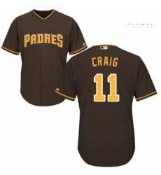 Mens Majestic San Diego Padres 11 Allen Craig Replica Brown Alternate Cool Base MLB Jersey 