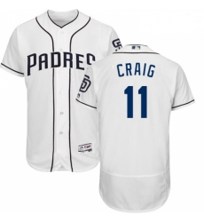 Mens Majestic San Diego Padres 11 Allen Craig White Home Flex Base Authentic Collection MLB Jersey