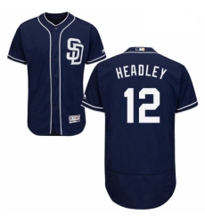 Mens Majestic San Diego Padres 12 Chase Headley Navy Blue Alternate Flex Base Authentic Collection MLB Jersey