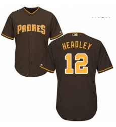 Mens Majestic San Diego Padres 12 Chase Headley Replica Brown Alternate Cool Base MLB Jersey 
