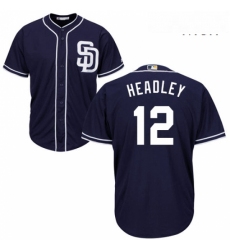 Mens Majestic San Diego Padres 12 Chase Headley Replica Navy Blue Alternate 1 Cool Base MLB Jersey 