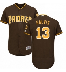 Mens Majestic San Diego Padres 13 Freddy Galvis Brown Alternate Flex Base Authentic Collection MLB Jersey