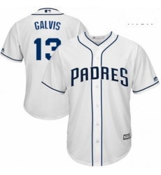 Mens Majestic San Diego Padres 13 Freddy Galvis Replica White Home Cool Base MLB Jersey 