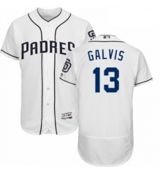 Mens Majestic San Diego Padres 13 Freddy Galvis White Home Flex Base Authentic Collection MLB Jersey