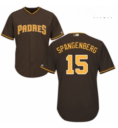 Mens Majestic San Diego Padres 15 Cory Spangenberg Replica Brown Alternate Cool Base MLB Jersey