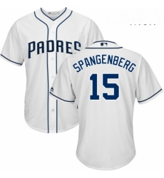 Mens Majestic San Diego Padres 15 Cory Spangenberg Replica White Home Cool Base MLB Jersey