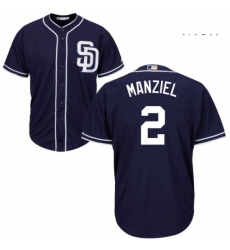 Mens Majestic San Diego Padres 2 Johnny Manziel Replica Navy Blue Alternate 1 Cool Base MLB Jersey