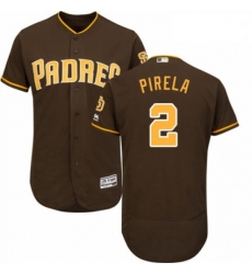 Mens Majestic San Diego Padres 2 Jose Pirela Brown Alternate Flex Base Authentic Collection MLB Jersey