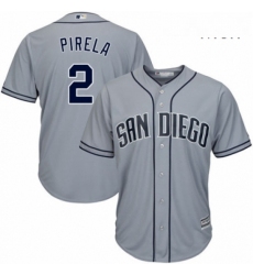 Mens Majestic San Diego Padres 2 Jose Pirela Replica Grey Road Cool Base MLB Jersey 