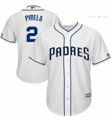 Mens Majestic San Diego Padres 2 Jose Pirela Replica White Home Cool Base MLB Jersey 