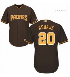 Mens Majestic San Diego Padres 20 Carlos Asuaje Replica Brown Alternate Cool Base MLB Jersey 